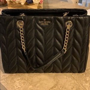 KATE SPADE Black Quilted Tote with Crossbody